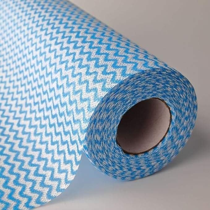 Disposable Kitchen Roll with Blue Wave Pattern, Household Paper Towels Pack of 2 (80 Pulls Per Roll) | Home & Commercial Use