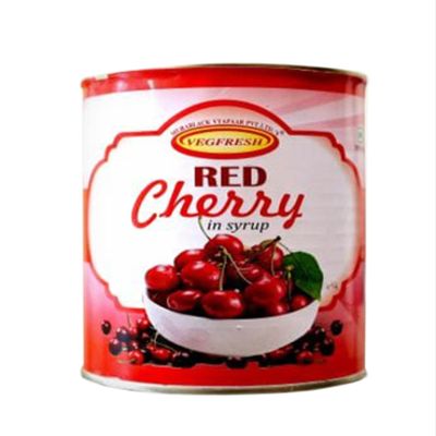 Konfiz Vegfresh Red Cherry in Syrup Premium Whole Red Cherries, 840g Tin (Drained Weight 425g) Juicy & Sweet Ideal for Cakes, Ice Cream, Mocktails, Baking & Garnishing No Added Preservatives, Ready to Use