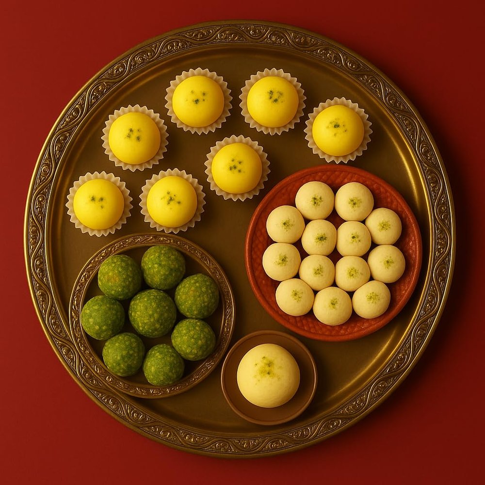 BANGLARMISTI Assorted Kolkata Sandesh Sweet Box | Bengali Traditional Sweets Variety Pack | 16pcs (4 Babu Sandesh, 4 Kanchagolla, 4 Mousumi Sandesh, 4 Pistachio Sandesh) | Perfect for Seasonal & Rakhi Gifting | Fresh Delivery from Kolkata Across Indi