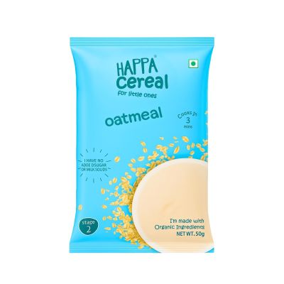 Happa Oatmeal Cereal for Babies | Only 1 Ingredient | No Sugar, Oil, Milk Powder, Flavours or Colours | Traditional Porridge Recipe | Cooks in 3 Minutes | Stage 2 (6 Months+) | 50g Pack