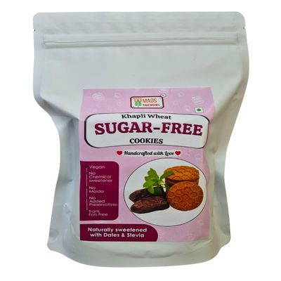 Mags Bakeworks Khapli Wheat Sugar-Free Cookies Vegan, No Maida, Sweetened with Dates & Stevia 100% Natural Snacks 192g