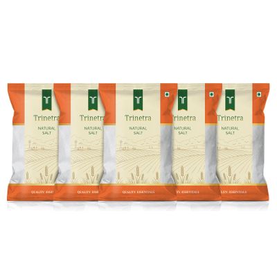 Trinetra Natural Salt | Sambhar Lake Namak for Everyday Use | 5 kg (5 x 1kg)