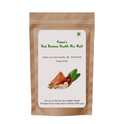 Ammas Red Banana Malt | 100% Natural Health Mix | Energy Drink Powder for Immunity, Digestion & Heart Health | Rich in Iron, Fiber & Antioxidants | Homemade Superfood - 500 gms
