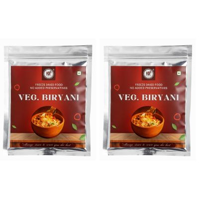 Freeze-Dried Veg Biryani | Preservative-Free Instant Meal Quick & Convenient Ready-to-Eat Healthy Vegetarian Snack Just Add Hot Water Travel-Friendly 100% Natural & Tasty (Pack of 2)
