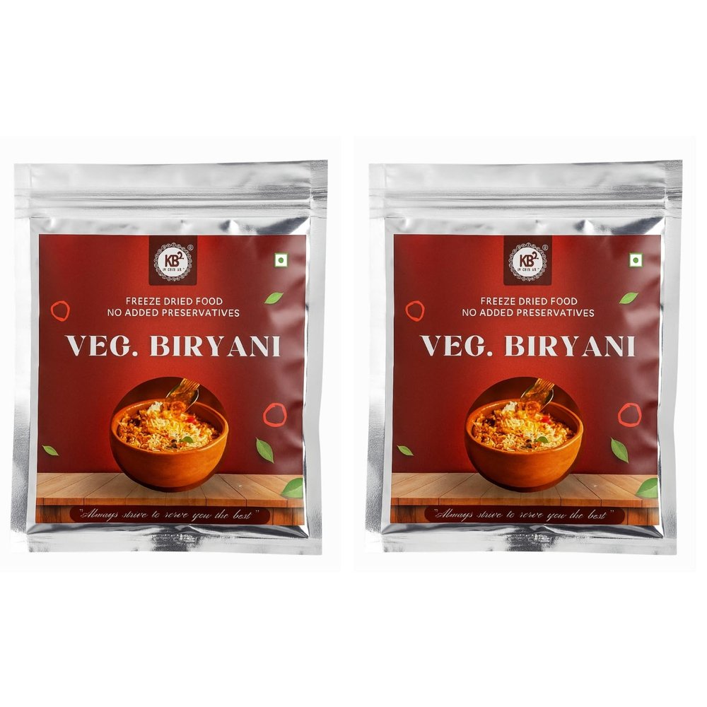 Freeze-Dried Veg Biryani | Preservative-Free Instant Meal Quick & Convenient Ready-to-Eat Healthy Vegetarian Snack Just Add Hot Water Travel-Friendly 100% Natural & Tasty (Pack of 2)