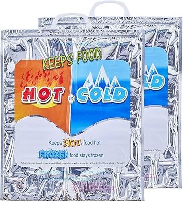 MEUBELS Reusable Thermal Insulated Hot and Cold Food Bag | Keeps Food Warm or Frozen | Aluminium Foil Grocery Shopping Bag for Delivery, Picnic, Takeaway | Leakproof and Foldable (2)