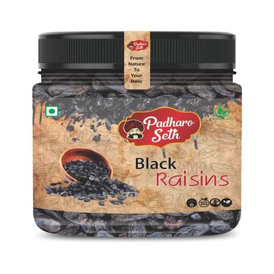 Padharo Seth Black Raisins | All Natural | No Added Sugar | Gluten Free | Vegan | Plant Based | Non GMO | Raisins Dry Fruit | Kismis | Kishmish 900g