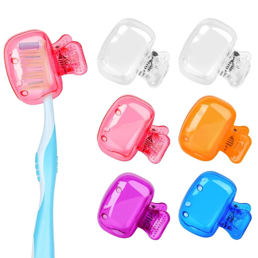 GharMart Toothbrush Head Cover Cap Set (Pack of 6) | Hygienic Protective Toothbrush Cap for Travel & Daily Use | Multicolor Plastic Case for Toothbrush Heads | Ideal for Family, Hotel, Kids