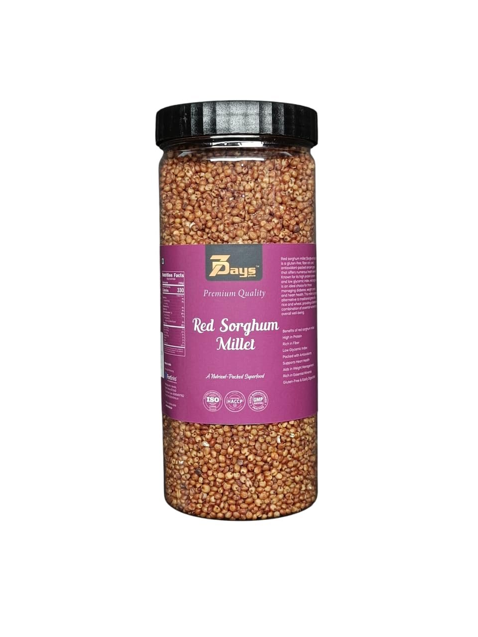 7Days Plus Unpolished Red sorghum Millet Export quality, Red Cholam, Jowar, Jonna, Jola millet keeps body healthy Net weigt 800 gm