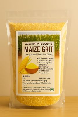 LAKSHMI Maize Grit/Broken Corn Rava (1.8 kg) Pack Daliya | 100% Natural Yellow Makka Grit | High Fiber & Immunity Booster Desi Corn Grain Rava (Net Quantity-1800 G)