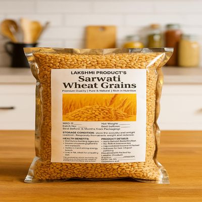 LAKSHMI Sarwati Wheat Whole Grain's 1.8 KG Pack For Eating & Cooking, Making Roti, Paratha || Double Sortex Clean || Natural & Chemical Free,Low Gluten, High Fiber (Net Quantity :- 1800 Gram)