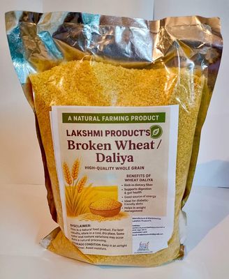 LAKSHMI Organic Sarwati Gehu(Wheat) Broken Rava/Daliya/Porridge Pure Wheat Dalia 4 kg Pack | Cooks In 15 Minutes | Broken Emmer Daliya | Low GI | Suitable For Diabetics (4 KG, Grit/Daliya)