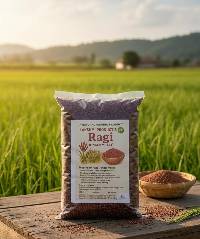 LAKSHMI Whole-Grain's (900 Gram Pack) - Unpolished Finger Millet | Gluten Free Nachni | Whole Grain Ragi | High Plant Protein & Fiber (Net Quantity :- 900 G)