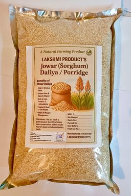 LAKSHMI Sorghum/Jowar Rava/Porridge/Daliya (1000gm) - Unpolished Millet Organic Suji | Stoneground Jowar- Millet Upma Rava | High Plant Protein & Fiber(1 KG, Sorghum (Jowar) Daliya