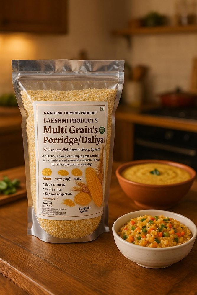 LAKSHMI Multi Grain'S Rava/Porridge/Daliya, 4 Kg High in Protein, Mixed Cereals with Wheat, Jowar, Bajra, and Maize (4 KG, Multi-Grain Daliya)