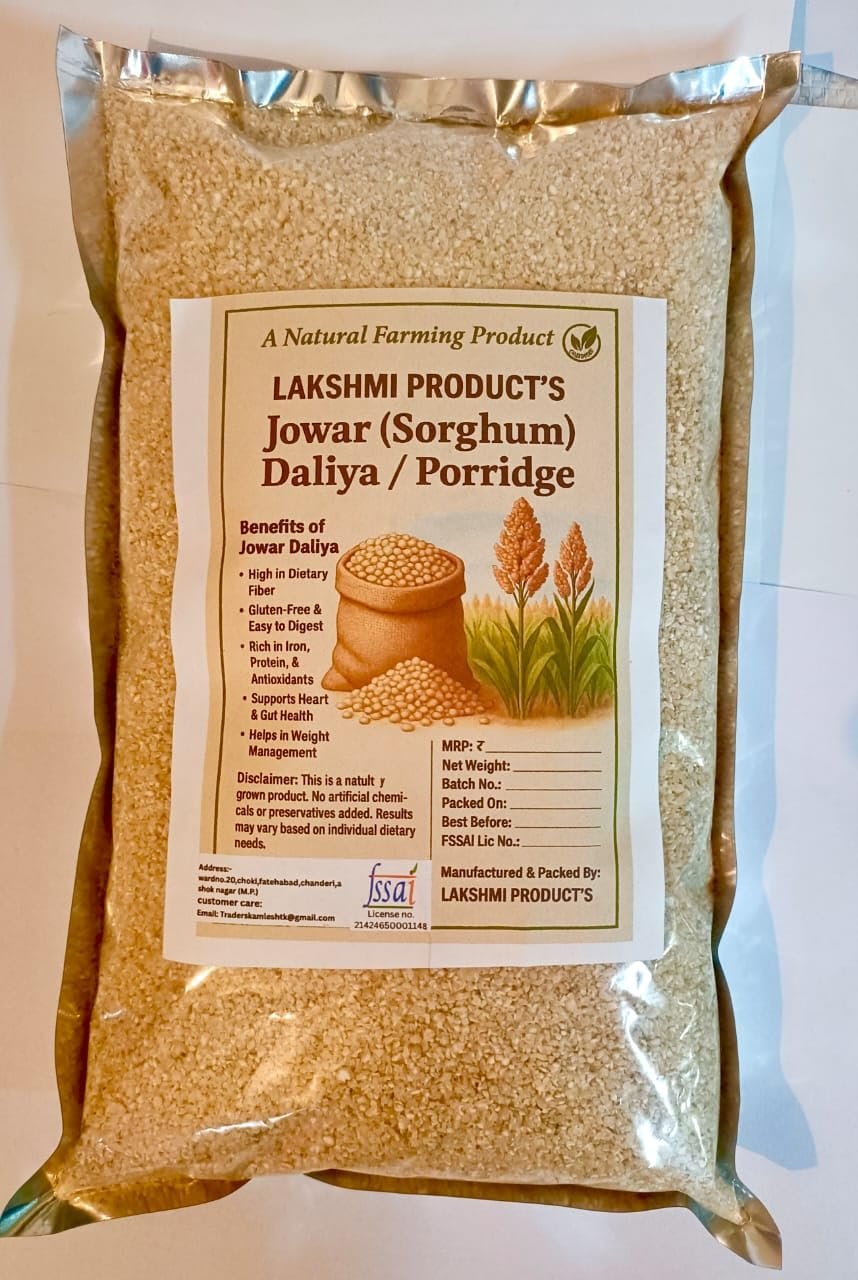 LAKSHMI Sorghum Rava/Porridge (2000gm) - Unpolished Sorghum Millet Organic Suji | Stoneground Jowar- Millet Upma Rava | High Plant Protein & Fiber(2 KG, Sorghum (Jowar) Daliya