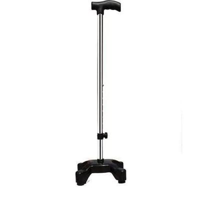 SYMKARD-Adjustable Walking Stick with T-Handle, Telescopic Cane with Stable Base, for Old Age and Patients Height Adjustable Sticks Steel Colour Black and Silver