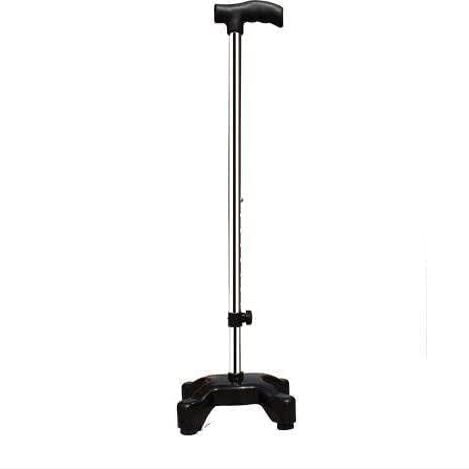 SYMKARD-Adjustable Walking Stick with T-Handle, Telescopic Cane with Stable Base, for Old Age and Patients Height Adjustable Sticks Steel Colour Black and Silver