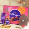FlowerAura Premium Handcrafted Om Pure Silver Rakhi With Chocolate Box Include Roli Chawal Set - Rakhi Gift Hamper For Brother, Bhai, Kids, Bhaiya, Cousins view 1