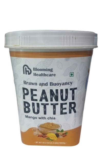BLOOMING HEALTHCARE Peanut Butter  Mango with Chia | Protein & Fiber | Natural Nut Butter for Smoothies, Toast & Snacks