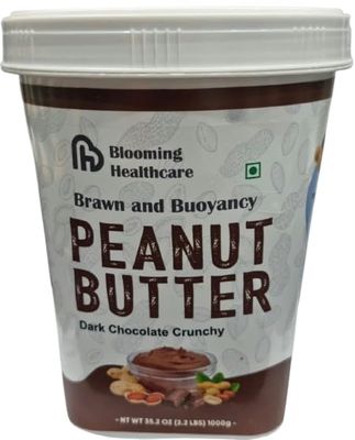 Blooming Healthcare Peanut Butter | Dark Chocolate Crunchy | Nutritious Plant-Based Spread for Breakfast, Smoothies & Snacking | Protein & Fiber