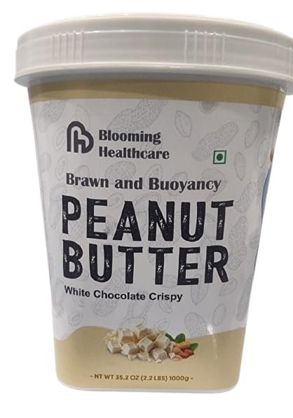 Blooming Healthcare Peanut Butter | White Chocolate Crispy | Smooth & Crunchy Nut Spread for Breakfast, Smoothies & Snacking | Protein & No Preservatives