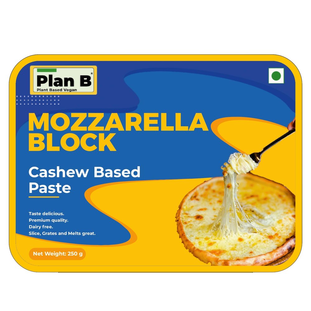 Plan B Plant-Based Mozzarella Cheese Block 250g  Vegan, Dairy-Free, Lactose-Free  Melts Perfectly  Ideal for Pizza, Pasta, and Baking  Made with Cashews