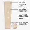 Fash N Vibe Compression Stockings Open Toe Below Knee Sleeve Pair Beige Stretch Sock for Men Women Calf Leg Support Binder Foot Cover Swelling Aid Travel Comfort Fit Wrap_M view 2