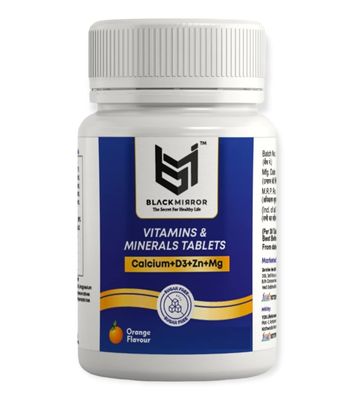 BLACK MIRROR Multivitamin Tablets with Calcium, D3, Zinc, Magnesium, B-Complex, 30 Tablets, Orange Flavour, Sugar-Free
