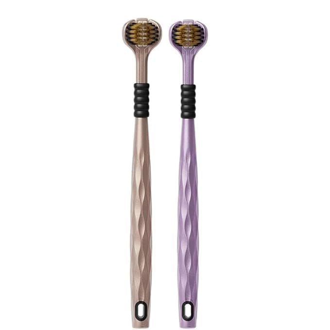 3-Sided Toothbrush Ultra Soft Bristles for Deep Cleaning,Triple Action Manual Toothbrush | Triple Head Design for 360 Cleaning | Eco-Friendly & Gentle on Gums (Pack of2)