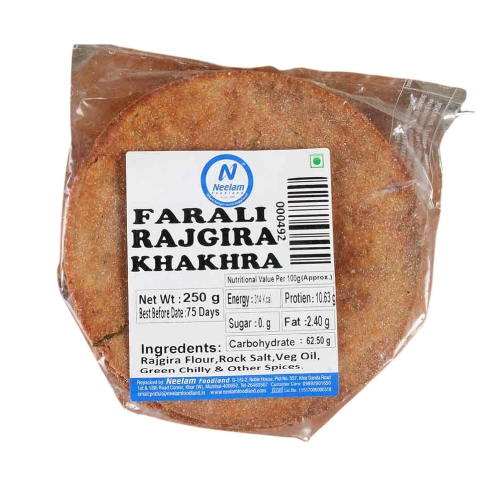 Neelam Foodland | Farali Rajgira Khakhra Gluten-Free & Healthy Amaranth Snack | 500GM