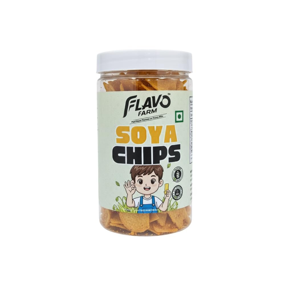 FlavoFarm Soya Chips High Protein Crunchy Snack | Gluten-Free, Vegan, Low Fat | Perfect Healthy Namkeen for Diet & Gym | 150g