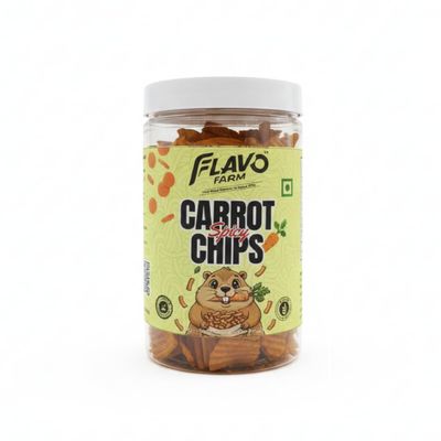 FlavoFarm Carrot Chips (150g) - Peri Peri Flavour | Gourmet Crunchy Vegetable Snacks | Gluten-Free & High-Fibre | Nutritious Veggie Root Crisps | Spicy Plant-Based Tea Time Munchies