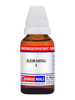OLEUM SANTALI 6 CH | Homoeopathic Medicine, Dilution, Traditionally used in homeopathy for urinary tract support | 10ml