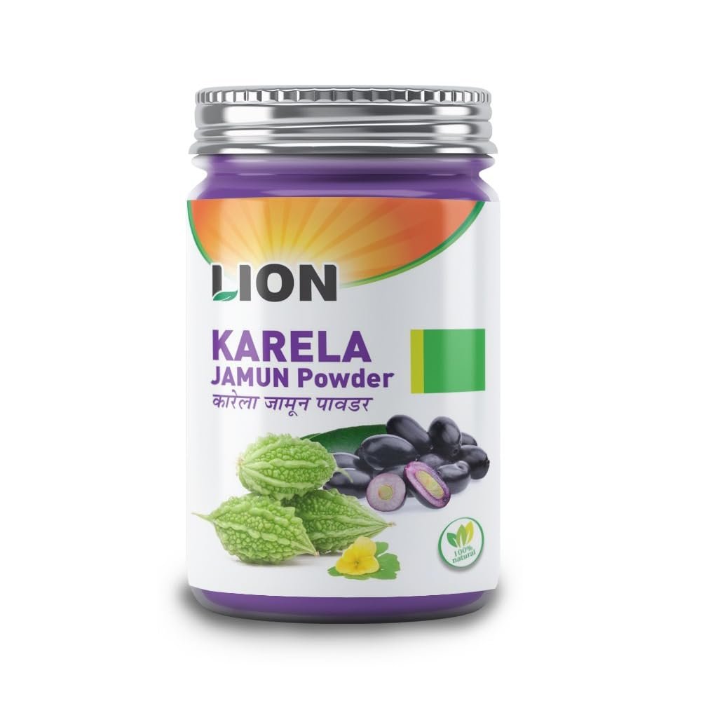 LION Karela Jamun Powder | Herbal Blend of Bitter Gourd & Jamun Seed | Pure Ayurvedic Powder | Daily Wellness Support | No Added Sugar