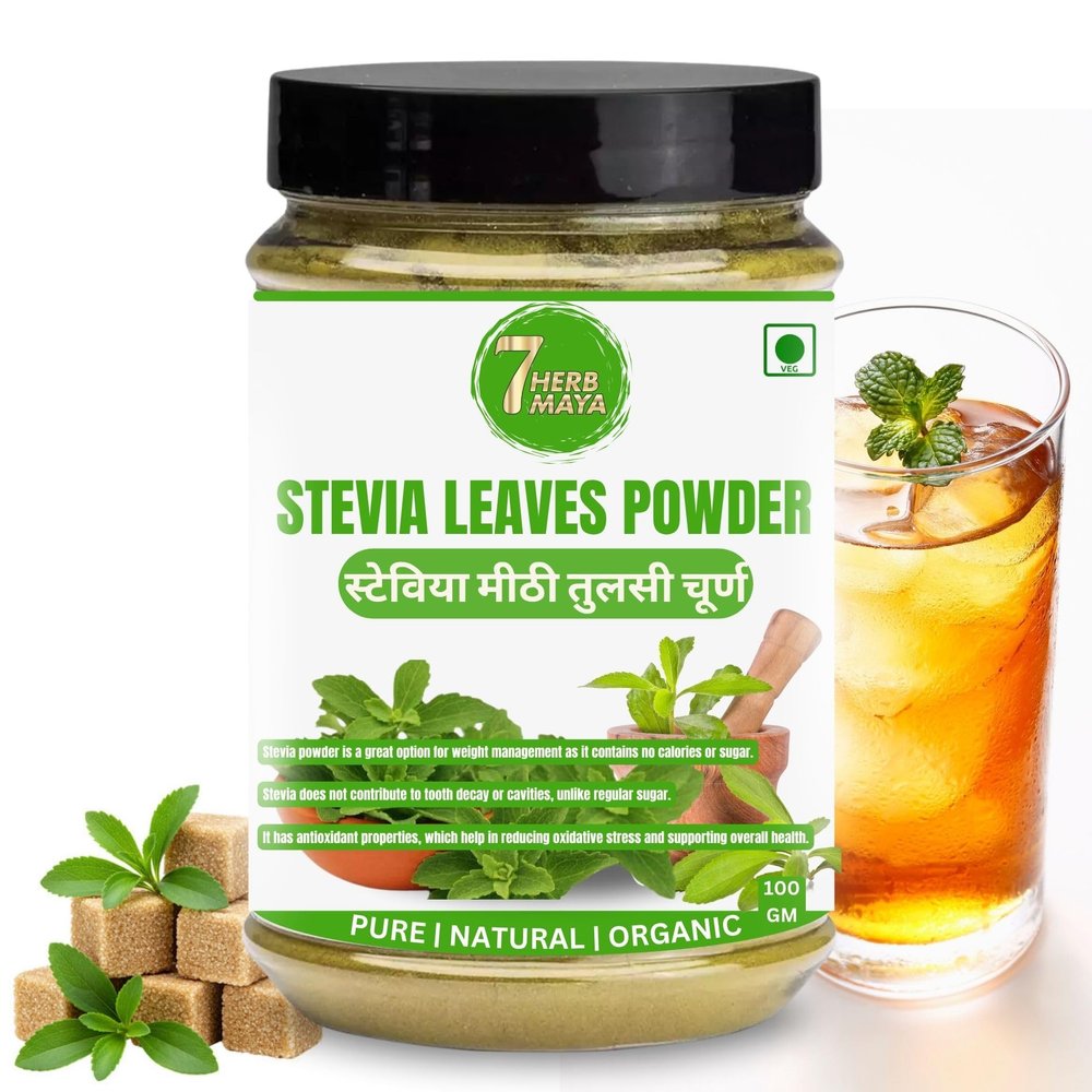 7HerbMaya Natural Stevia Sweetener |Sugar Free | Non-GMO | Zero Calorie Sugar Substitute- 100% Natural Stevia leaves| Sweet like Sugar but with zero calories (100G PACK-4)