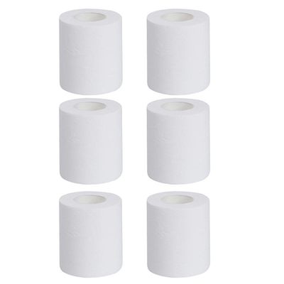 6pcs Home Hotel 4 Ply Bathroom Toilet Paper Bulk Roll Wood Pulp Bath Tissue
