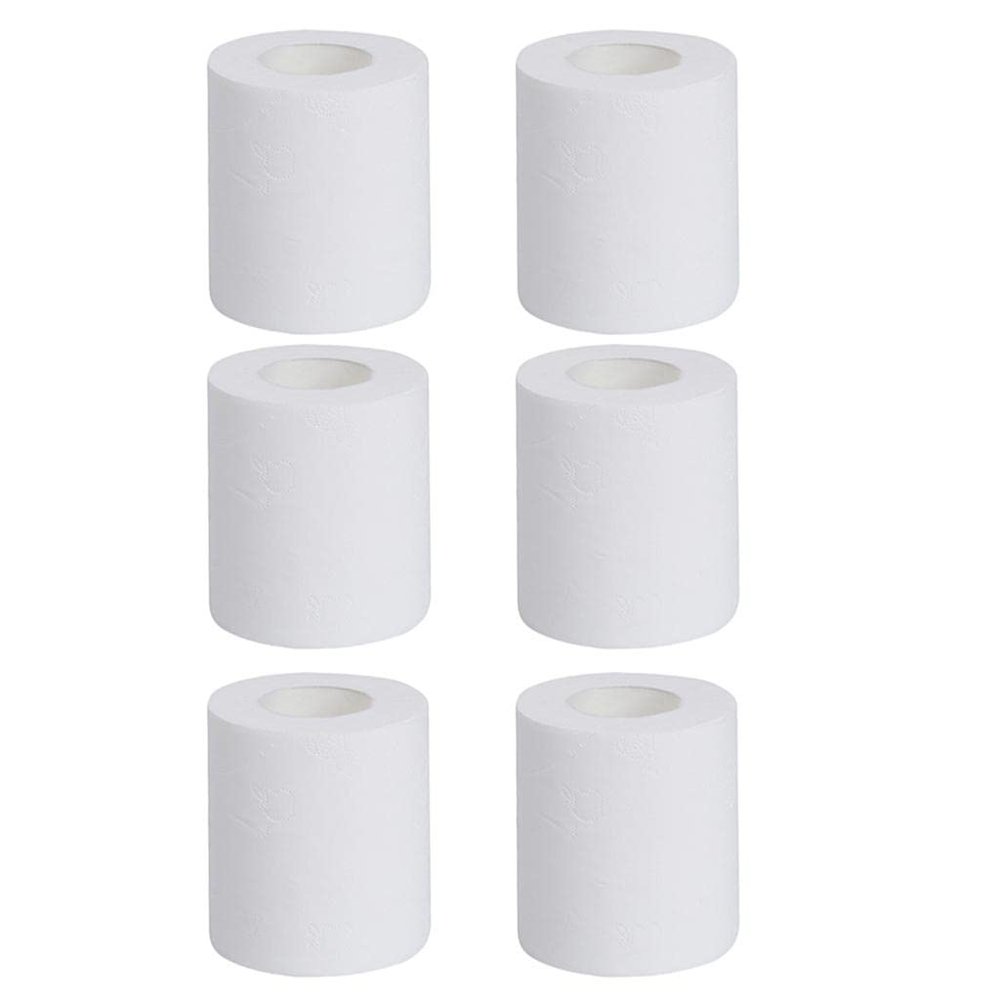 6pcs Home Hotel 4 Ply Bathroom Toilet Paper Bulk Roll Wood Pulp Bath Tissue