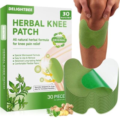 Delightbee Herbal 30 Knee Pain Relief Patch Herbal Plaster for Joint & Muscle Pain, Quick Relief Heating Pad, Natural Pain Reliever for Knee, Arthritis, Back & Body Pain Inflammation Patch Sticker,Natural Wormwood (30 Knee Patches)