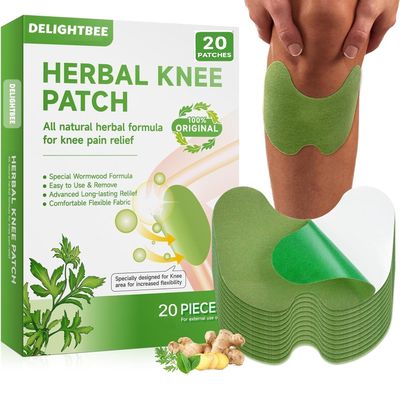 Delightbee Herbal 20 Knee Pain Relief Patch Herbal Plaster for Joint & Muscle Pain, Quick Relief Heating Pad, Natural Pain Reliever for Knee, Arthritis, Back & Body Pain Inflammation Patch Sticker,Natural Wormwood (20 Knee Patches)
