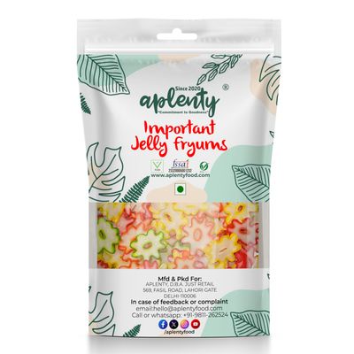 Aplenty Sago Jelly Fryums | Colourful Sabudana Fryums Papad | Jelly Shape | 2D Snack With Tastemaker (200g) - Pack of 2