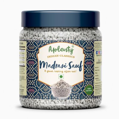 Aplenty White Madrasi Mint Saunf 250g, Chennai Mint Saunf | Sweet White Fennel Seeds | Peppermint Mouth Freshener - Pack of 2