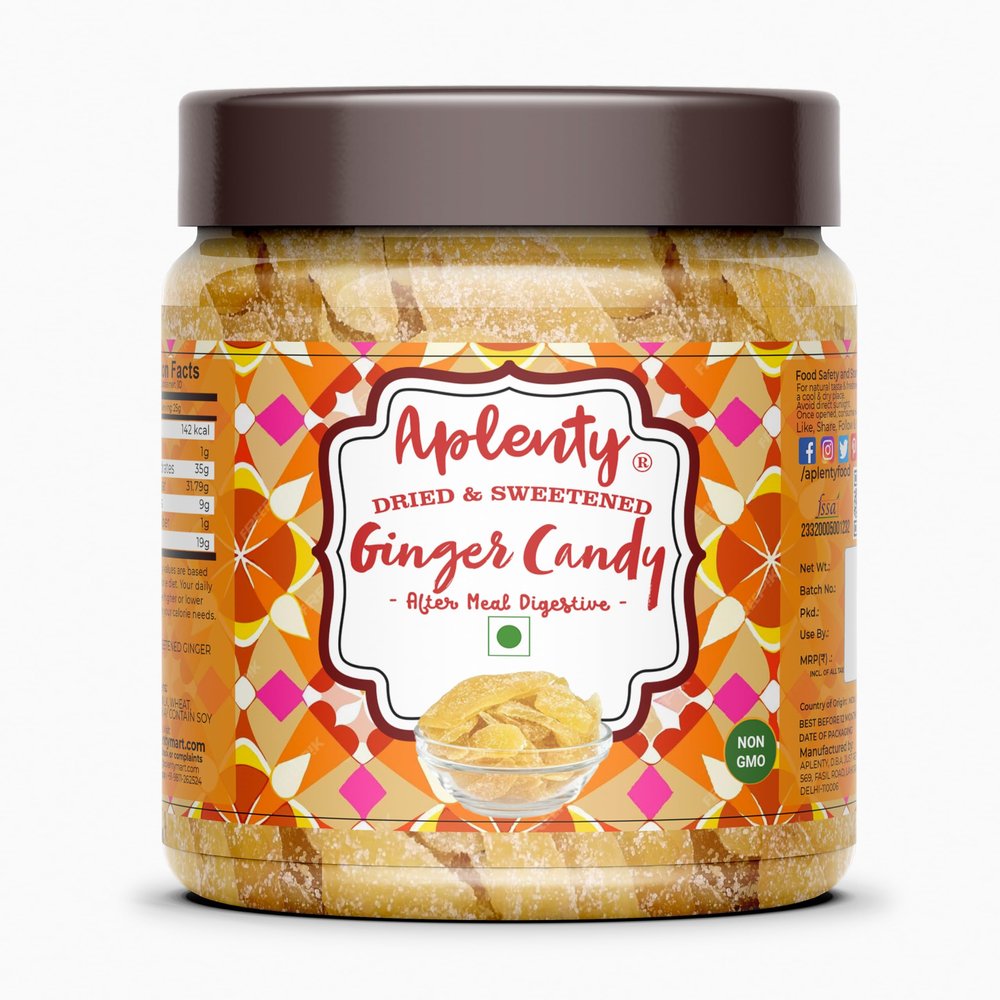 Aplenty Sweet Ginger Slice | Dried Ginger Candy | Adrak Slices/Candy Mouth Freshener/Mukhwas (400g) - Pack of 2