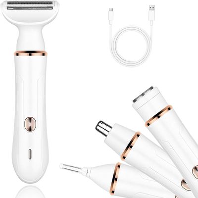 Adrohai 4 in 1 Electric Shaver Body Rechargeable Facial Epilator with 4 Accessories Eyebrow Trimmer and Razors for Women Cordless Shaver Body Shavers Set Electric Trimmer for face Eyebrow Nose Legs