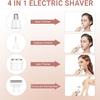 Adrohai 4 in 1 Electric Shaver Body Rechargeable Facial Epilator with 4 Accessories Eyebrow Trimmer and Razors for Women Cordless Shaver Body Shavers Set Electric Trimmer for face Eyebrow Nose Legs view 3