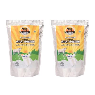 Adityabh A2 Cow Skimmed Milk Powder 1kg  Pure & Natural | Sugar-Free | No Preservatives | A2 Rich | Perfect for Tea, Coffee & Kitchen Use | Pack of 2