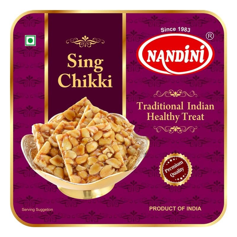 Nandini Sing Chikki 450gm |No Artificial Colours Flavours And Preservatives | Jaggery Chikki |100% Natural Indian Sweets (Pack of 2)