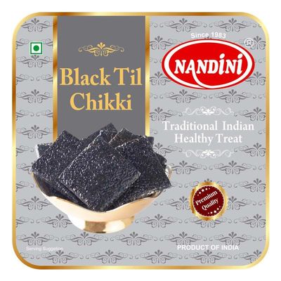 Nandini Black Til Chikki 450gm |No Artificial Colours Flavours And Preservatives | Jaggery Chikki |100% Natural Indian Sweets (Pack of 2)