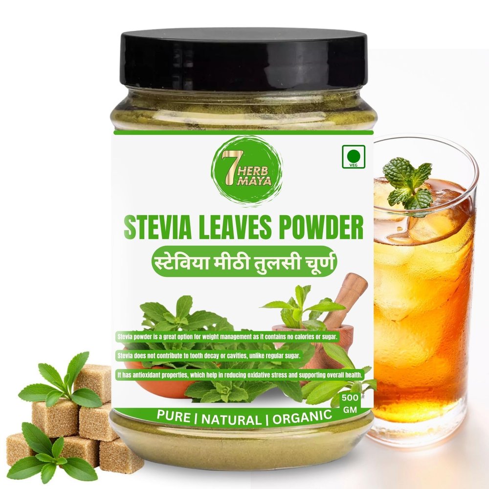 7HerbMaya Natural Stevia Sweetener |Sugar Free | Non-GMO | Zero Calorie Sugar Substitute- 100% Natural Stevia leaves| Sweet like Sugar but with zero calories (500G Pack-5)