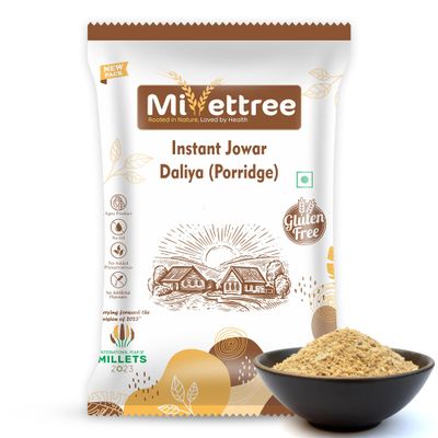 Millettree Organic Instant Jowar Daliya 250g | High Fibre Millet Breakfast | Gluten-Free Jowar Ka Daliya | Broken Sorghum Jonna | With Flax Seeds, Almond Flour, Berries & Cinnamon